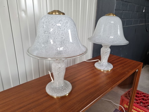 2x Doria lampe de table en verre, set