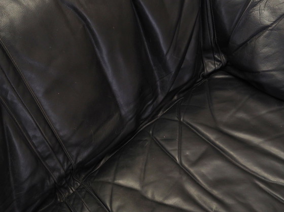 Image 1 of Divano in pelle nera, design italiano, anni '60, produzione: Italia