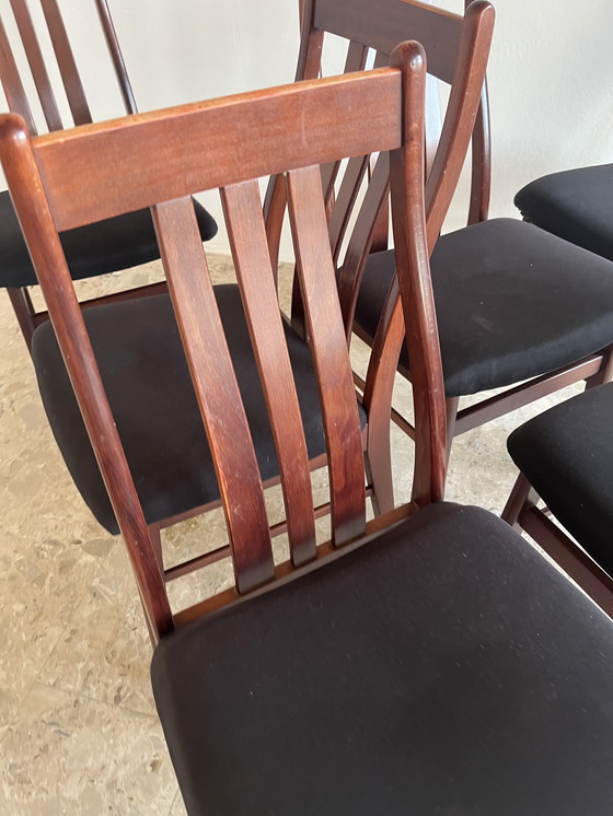 Image 1 of 6x Originele "Farstrup Møbelfabrik jaren 60" Eetkamerstoel Mahonie Denemarken!!