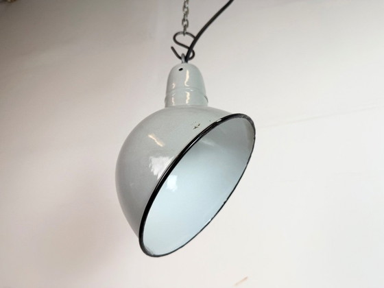 Image 1 of Industrial Grey Enamel Factory Pendant Lamp, 1960s