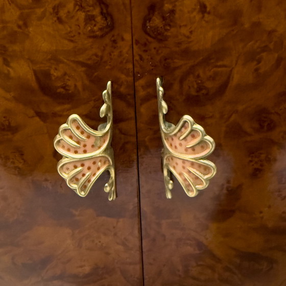 Image 1 of Paire de tables de nuit italiennes modernes du milieu du siècle en noyer et racine de thuya, années 1950