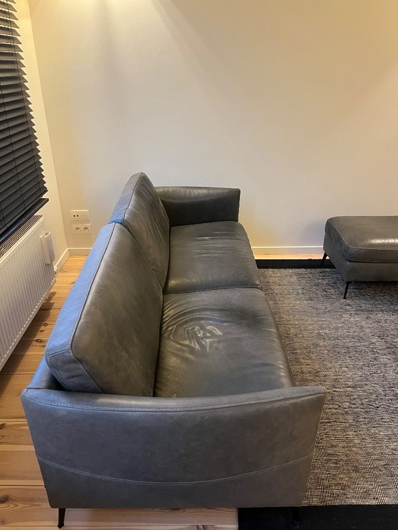 Image 1 of Vilmers: sofá de cuero (4 plazas) y reposapiés