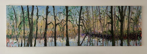 Gertjan Scholte-Albers. Waldteich | Öl auf Leinwand | 200 x 60 cm