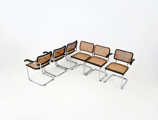 Dining Chairs Style B32 by Marcel Breuer Set of 6 – eetkamerstoelen, Metal, Rattan (photo 2 of 10)