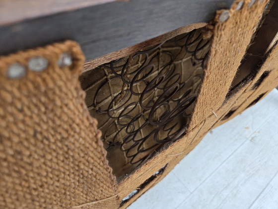 Image 1 of Anni '50, divano danese a 2 posti, lana per mobili verde, legno di quercia.