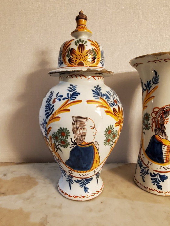 Image 1 of Delftware – Set of 5 signed pieces – 18th century (ref3953)
