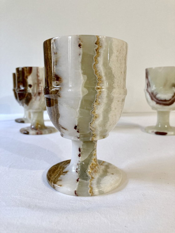 Image 1 of 6 copas con tallo de alabastro