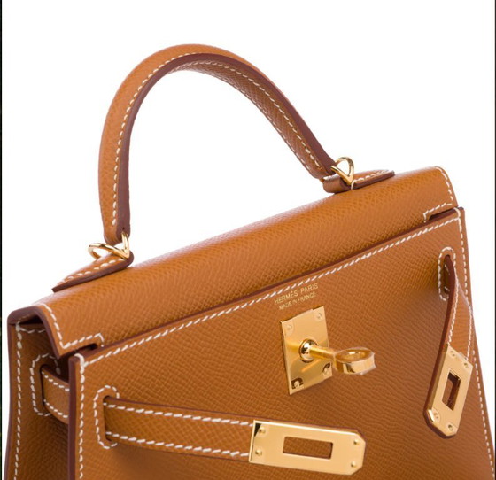 Image 1 of Sac HERMES Kelly Mini en Cuir Doré - 103261 Verkoopprijs
