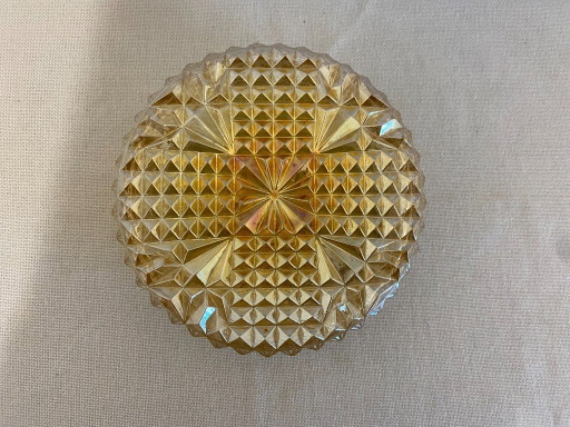 Plafonnier Vintage Géométrique en Verre Pressé, Années 1970
