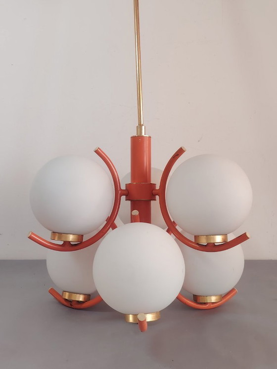 Image 1 of Lampe suspendue futuriste Spoutnik de l'ère spatiale, attribuée à Richard Essig