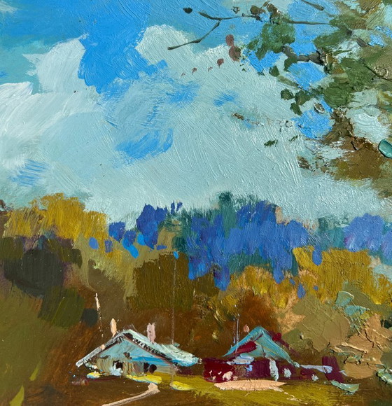 Image 1 of Original Oil Painting Summer River Landscape Summer day in the outback
