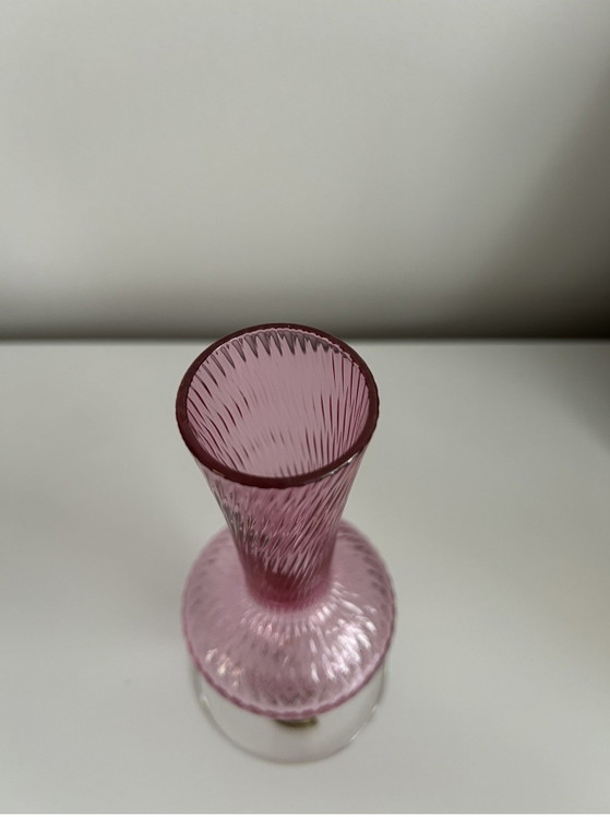 Val Saint Lambert Rosa Coste Ottiche Vaso Cristallo Art Glass Vintage – Vasi, Crystal (photo 3 of 5)