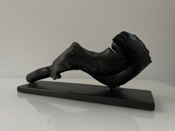 Image 1 of Expressive wooden sculpture with a reclining figure