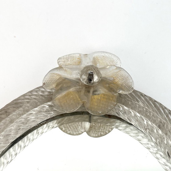 Image 1 of Venetiaanse Murano handspiegel/wandspiegel met glazen bloemen, Italië jaren 1940/50