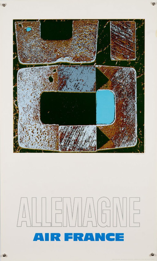 Air France Allemagne – 1971 Affiche de voyage vintage originale de Raymond Pagès – Style moderne du milieu du XXe siècle –