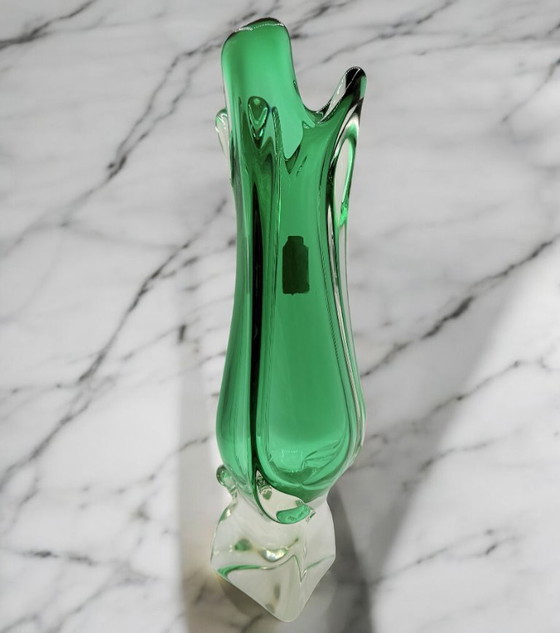 Image 1 of Murano - Smaragdvase von Fratelli Tosi