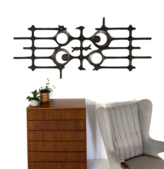 Image 1 of Vintage XL Brutalistisch wandsculptuur ‘70