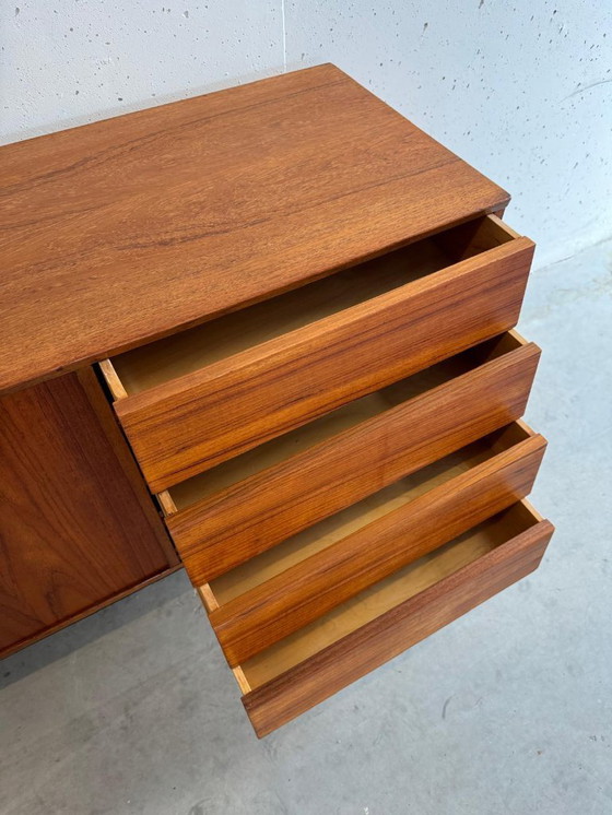 Image 1 of Buffet en teck style années 50, Bräntorps, détails noirs vintage