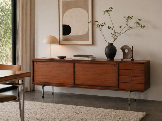 Image 1 of Teak-Lowboard im Mid-Century-Stil – Jos De Mey für Pauvers – Belgisches Design