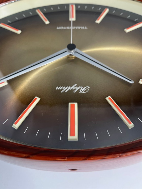 Image 1 of Orologio da parete Rhythm Japan – Design Mid-Century/Space-Age – Quarzo silenzioso – Vintage