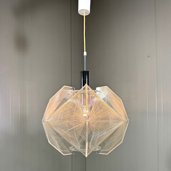 Paul Secon Swag Pendant lamp, Sompex 1960s, Plastic, Metal, Transparent, Mid Century Modern (photo 3 of 14)