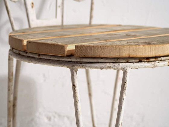 Antique outdoor chairs in white (c.1920). Set of 4 pieces – Garden chairs, Wood, Iron (photo 38 of 40)