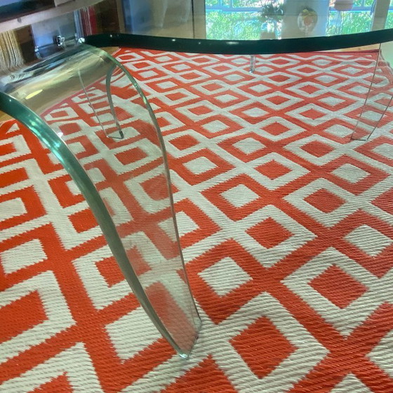 Image 1 of Italian table with one-piece curved tempered glass top, 1990s