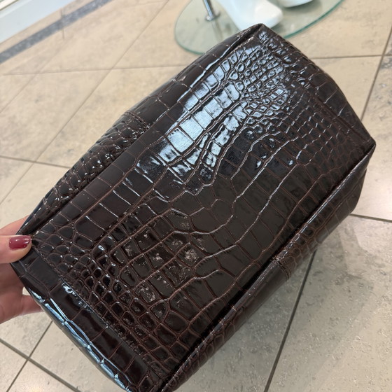 Sac à main italien élégant en cuir véritable aspect crocodile – fabriqué en Italie – comme neuf – Sacs a main (photo 4 of 9)