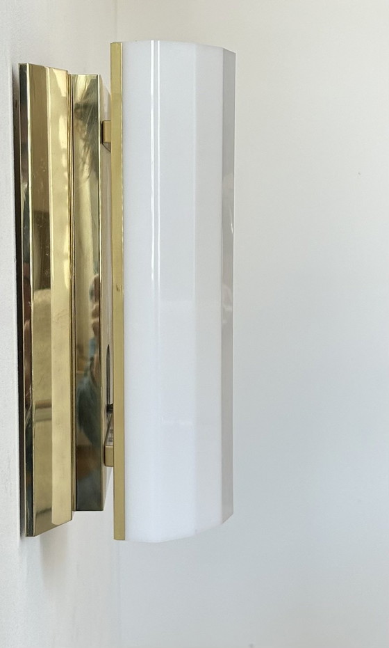 Image 1 of Pair of brass and perspex sconces, Fagerhult Sweden 1970