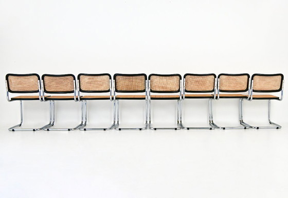 Image 1 of Eetkamerstoelen stijl B32 van Marcel Breuer, set van 8