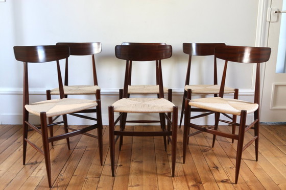 Image 1 of Rare série de 6 chaises vintage corde italienne Eredi Marelli, 1950