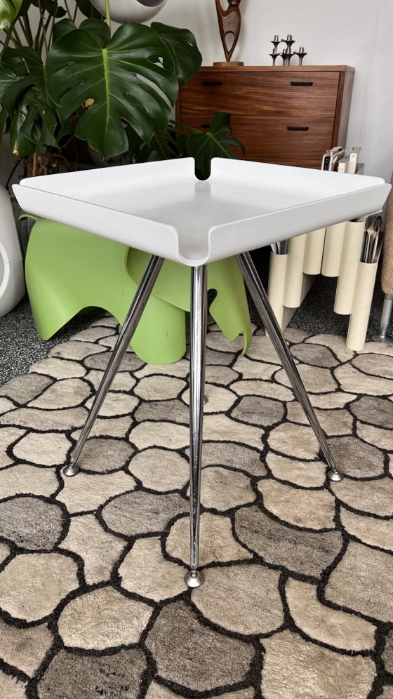 Designer wooden 2 side tables plant table Space Age Pop Art style – Metal (photo 4 of 5)