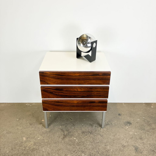 bedside table by flötotto, white lacquered with rosewood, 1960s