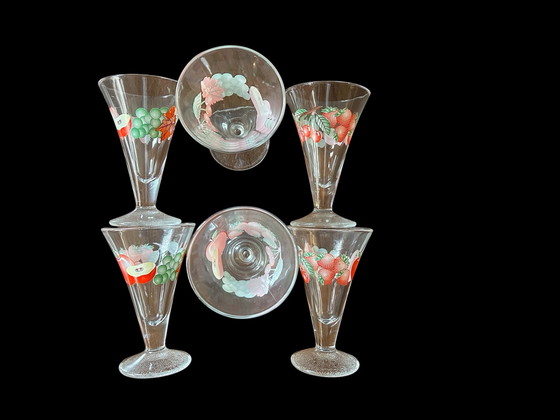 Image 1 of Magnifique ensemble vintage de 6 coupes à glace en verre