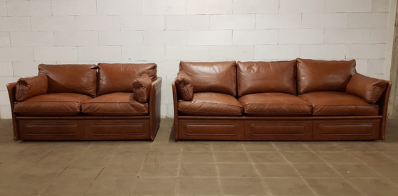 Image 1 of Leren Roche Bobois 2-zits en 3-zits bank