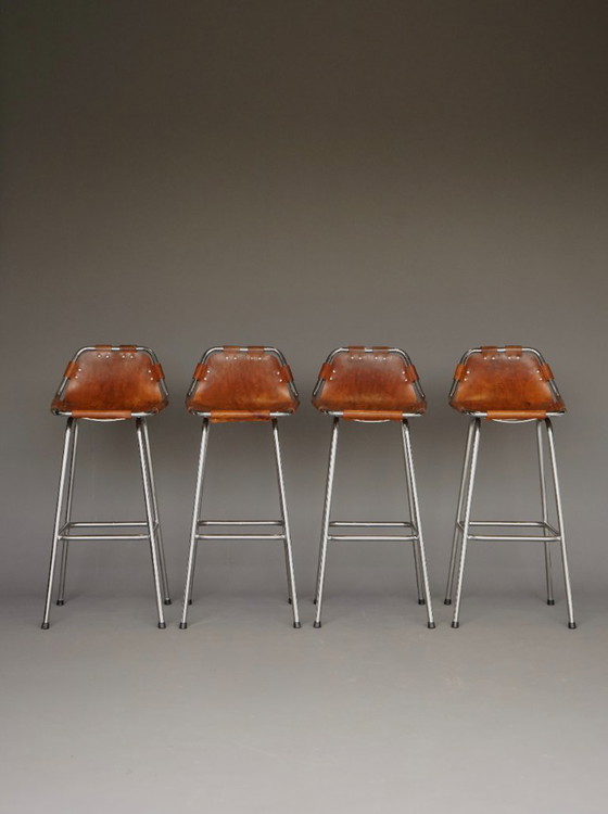 Image 1 of Sgabelli da bar attribuiti a Dal Vera per Charlotte Perriand/Les Arcs, anni '60, set di 4