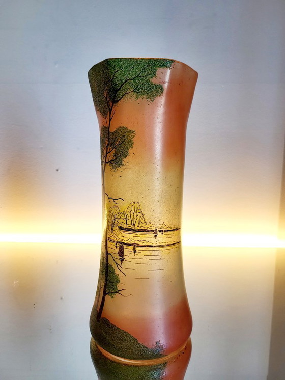 Image 1 of Art Nouveau vase, Théodore Legras, enameled glass vases, set
