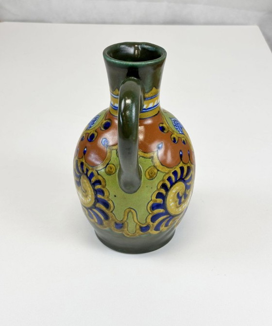 Brocca in ceramica antica dipinta a mano, Plateelbakkerij Zuid-Holland (PZH), Oggetti decorativi, Verde (foto 2 di 7)
