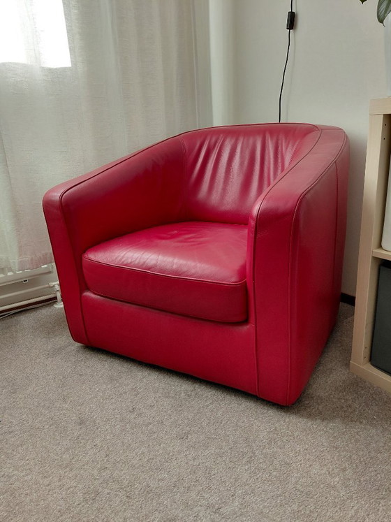 Image 1 of Ledersessel mit passendem Hocker (Fußhocker/Pouf)