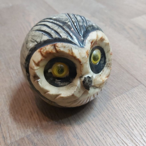 Presse-papier hibou en albâtre