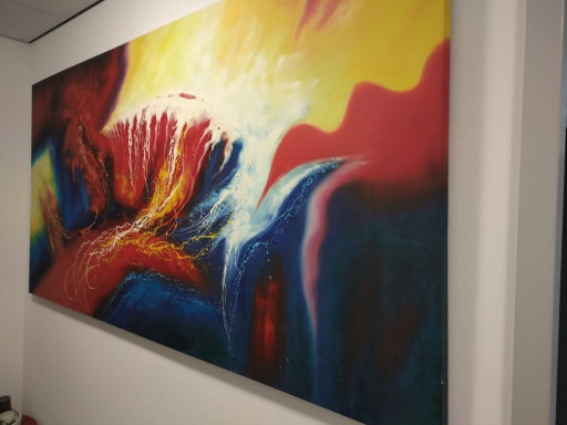 Large Modern Painting "Waves Of Fire" (120x240 Cm!!) – schilderijen tekeningen, Canvas (photo 2 of 5)