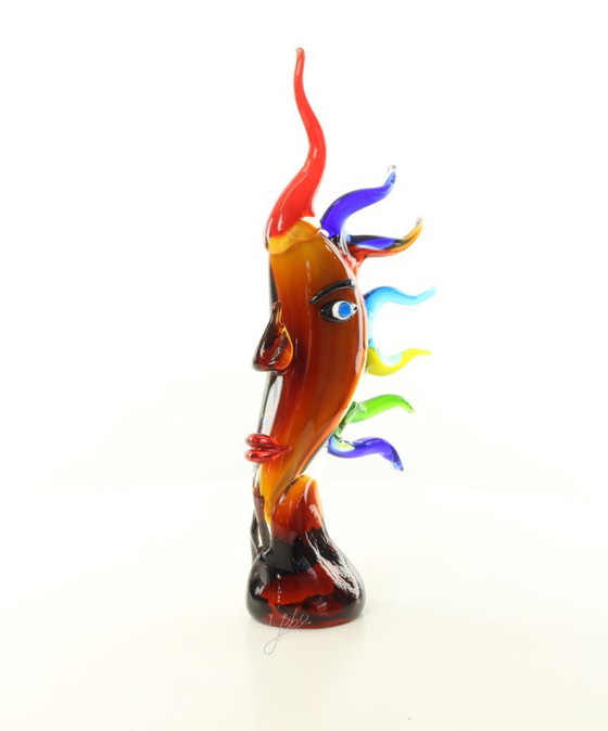 17,2 Pollici Volto di Luna Murano Picasso Stile Sculture in Vetro Arte Soffiata a Mano nuovo – Murano Glass (photo 14 of 15)
