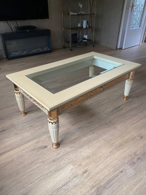 Beautiful Versace coffee table with cut glass top
