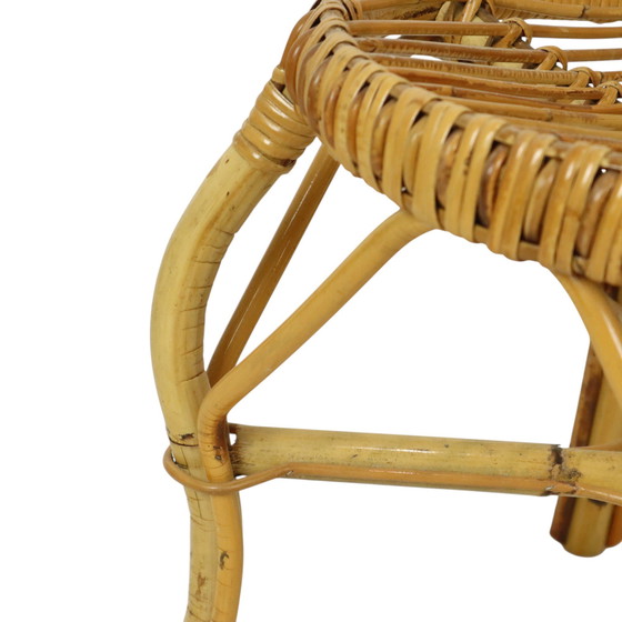 Image 1 of Silla de ratán de bambú boho de mediados de siglo