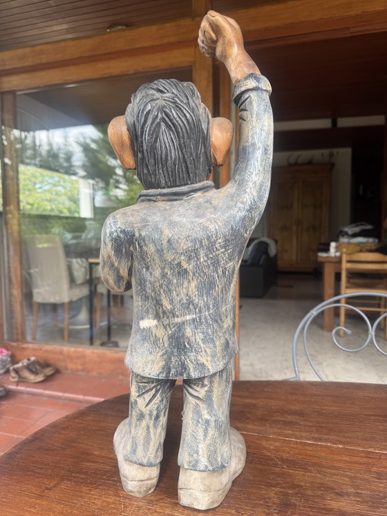 Sculpture de Serge Gainsbourg en Bois Sculpté – Pièce Unique – 63 cm – Objets déco, Wood (photo 3 of 9)