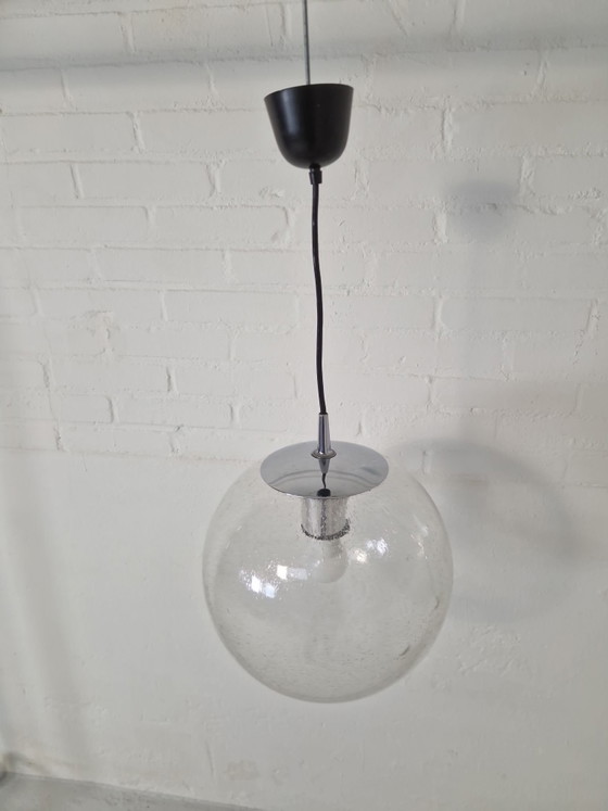 Vintage jaren 70, grote glazen hanglamp – Lampade a sospensione, Vetro, Metallo (photo 4 of 6)