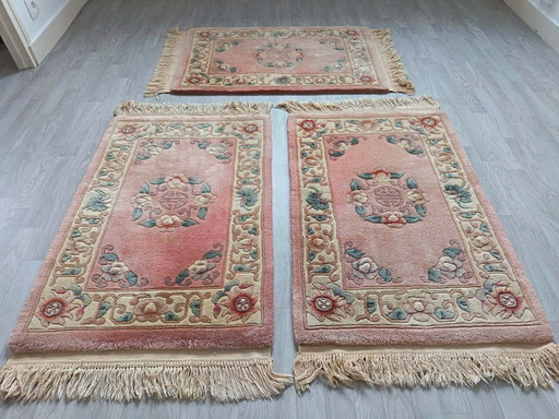 Set di tappeti cinesi da comodino fatti a mano