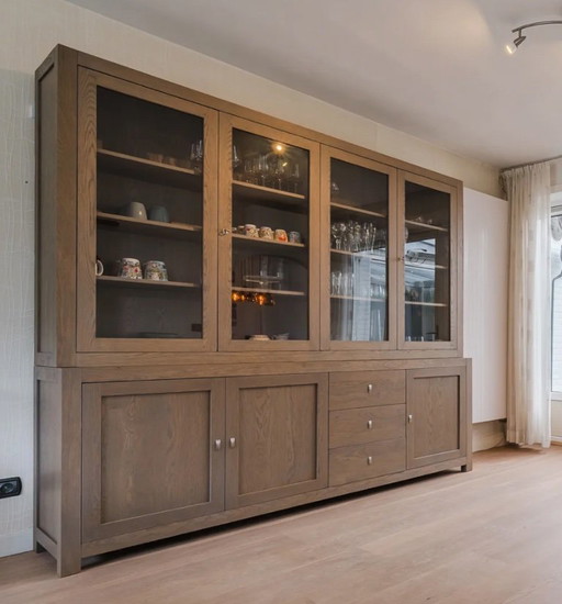 Goossens sideboard in oak soft-touch lacquer elephant grey with soft-closing system