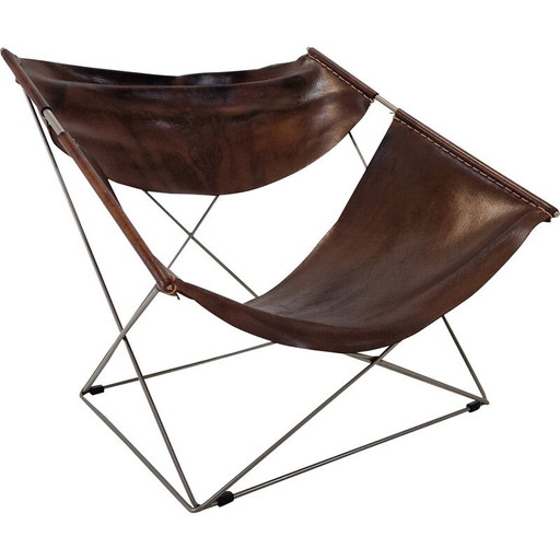 Silla Papillon F675 vintage de cuero marrón de Pierre Paulin para Artifort, Países Bajos, 1960
