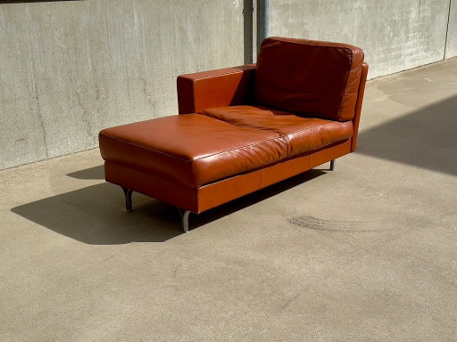 Poltrona Frau Chaise Longue Cognac Leather Italian Design – fauteuils
